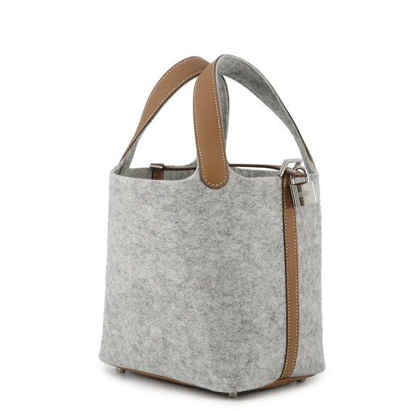 HERMES Picotin Lock Size PM Felt Grease Pale/Gold - Picture 2 of 12